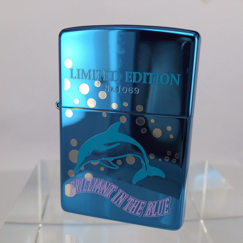 原装正版 1999年A全新限量蓝冰海洋之星便携烟缸礼盒打火机 ZIPPO