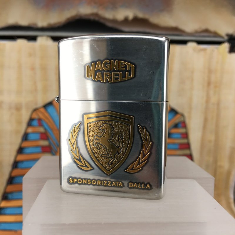 原装正版1992年I全新限量熏银镀金法拉利盾标橄榄枝打火机ZIPPO