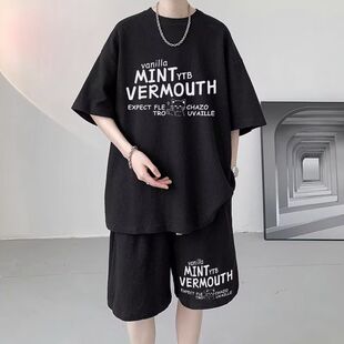男装HT113华夫格五分套装黑白灰蓝P20M5XL