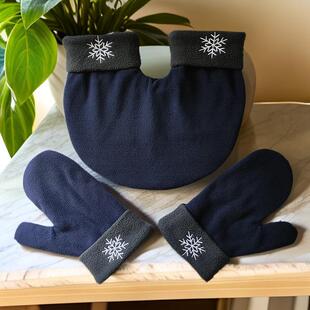 情侣牵手手套连体双人手套冬季摇粒绒加厚保暖可爱