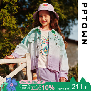 女童外套开衫薄款2026春装新款渐变牛仔夹克衫小女孩纯棉开衫上衣