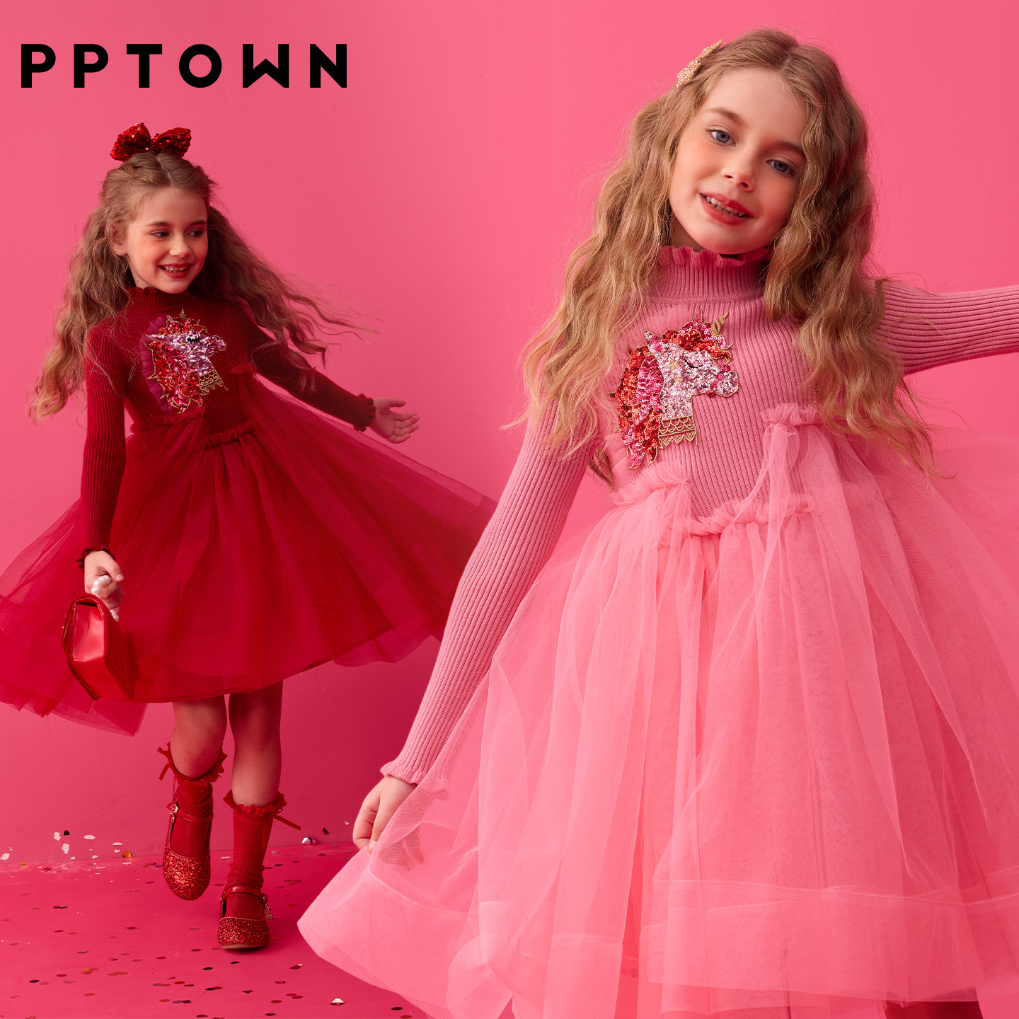 女童连衣裙拜年服2026秋冬新款亮片小高领网纱拼接公主裙儿童裙子,童装/婴儿装/亲子装,连衣裙,淘宝优惠券,粉丝福利购,淘宝优惠卷