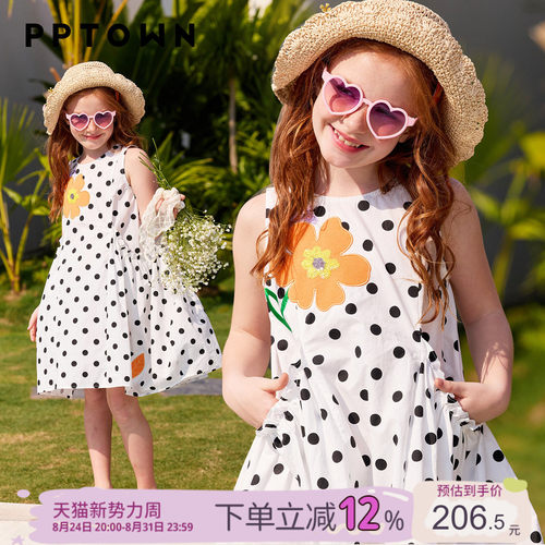 女童夏季白色波点背心公主裙