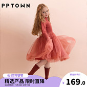 女童礼服红色网纱毛衣裙儿童礼服礼裙校服演出服节日晚会公主裙子