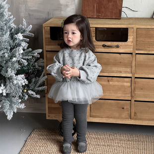 儿童加厚蓬蓬纱裙卫衣秋冬季新款韩版童装小宝宝衣服女童加绒套装