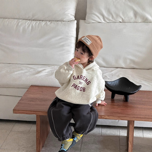 儿童连帽卫衣加厚卫裤2026新款春秋韩版童装宝宝冬装男童加绒套装