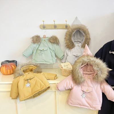 宝宝精灵帽棉服儿童冬季小男孩夹棉加厚棉衣女童冬装保暖棉袄外套