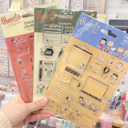 【现货】日本kodomo史努比限定透明印章硅胶手帐印办公文具生活日