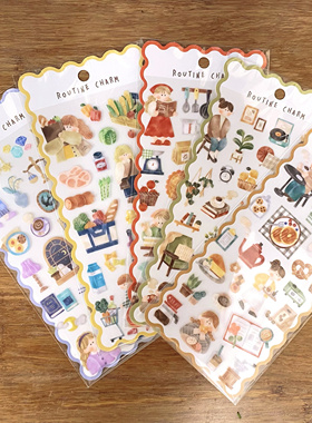 现货日本mindwave女孩ROUTINE CHARM系列贴纸烘焙阅读手机装饰贴