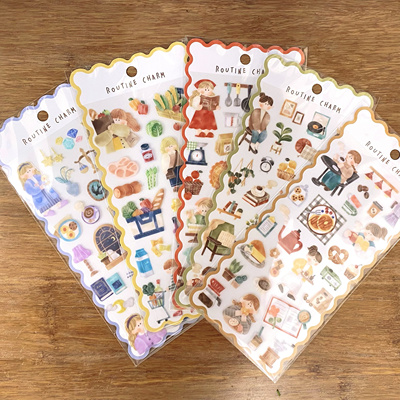 现货日本mindwave女孩ROUTINE CHARM系列贴纸烘焙阅读手机装饰贴