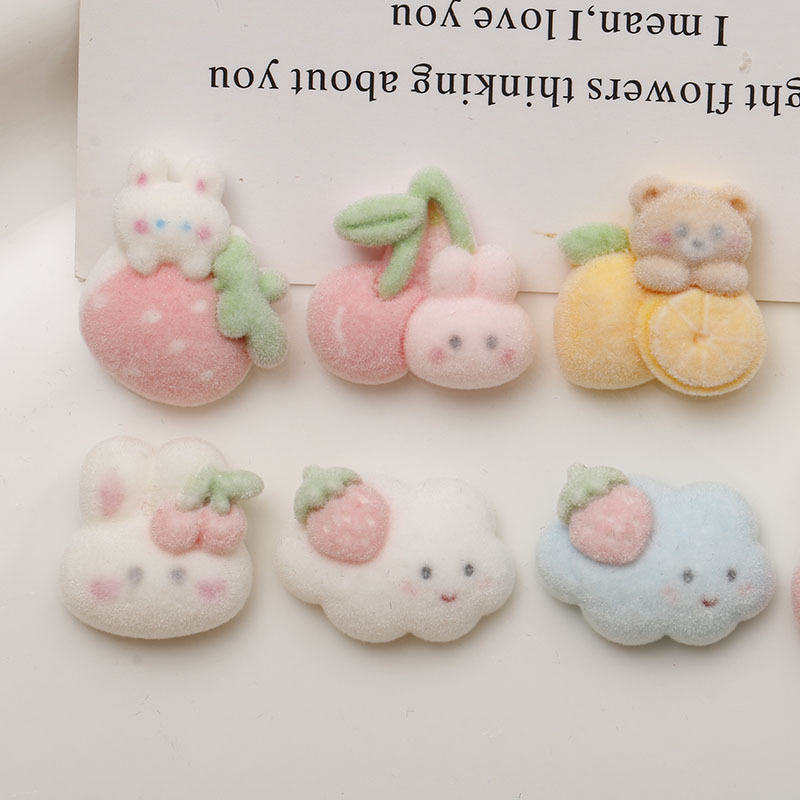 个性创意百搭卡通毛绒草莓可爱云朵柠檬小熊樱桃兔子DIY饰品配件