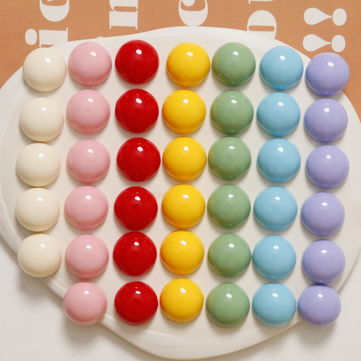 16mm韩版百搭彩色纯色圆形diy树脂配件材料耳饰发夹手机壳女
