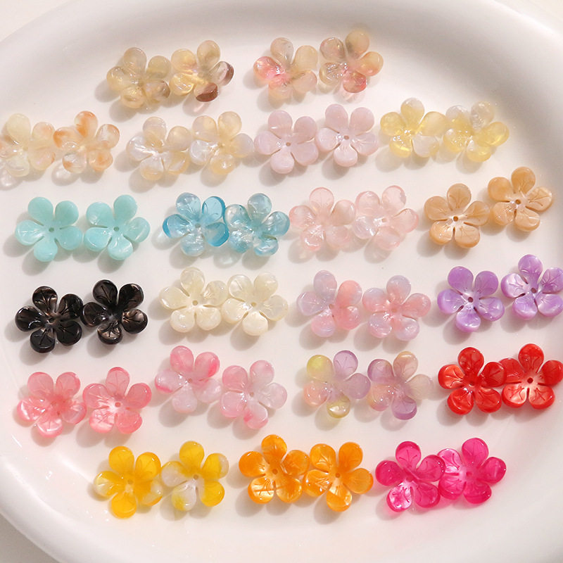 亚克力彩色花朵饰品配件亮面小花DIY亚克力五瓣花耳饰贴片配件