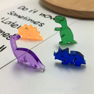亚克力彩色透明四色小恐龙树脂配件DIY耳环耳坠饰品配件材料