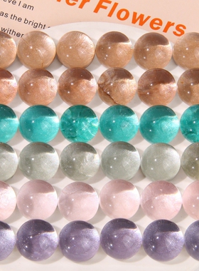 22mm百搭圆形高透圆鼓鼓闪粉树脂半丸贴片diy耳环头饰发饰女材料