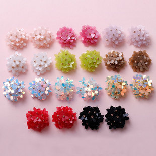 夏日新品 耳环女头饰DIY百搭饰品配件 手工编织幻彩五瓣花朵款