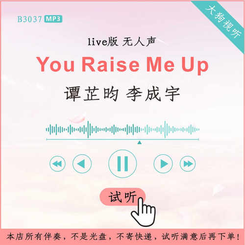 B3037谭芷昀 李成宇 You Raise Me Up 新声代live版伴奏 无人声
