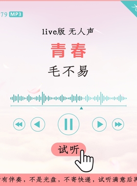 B2979毛不易 青春 明日之子live版伴奏 高品质 无人声
