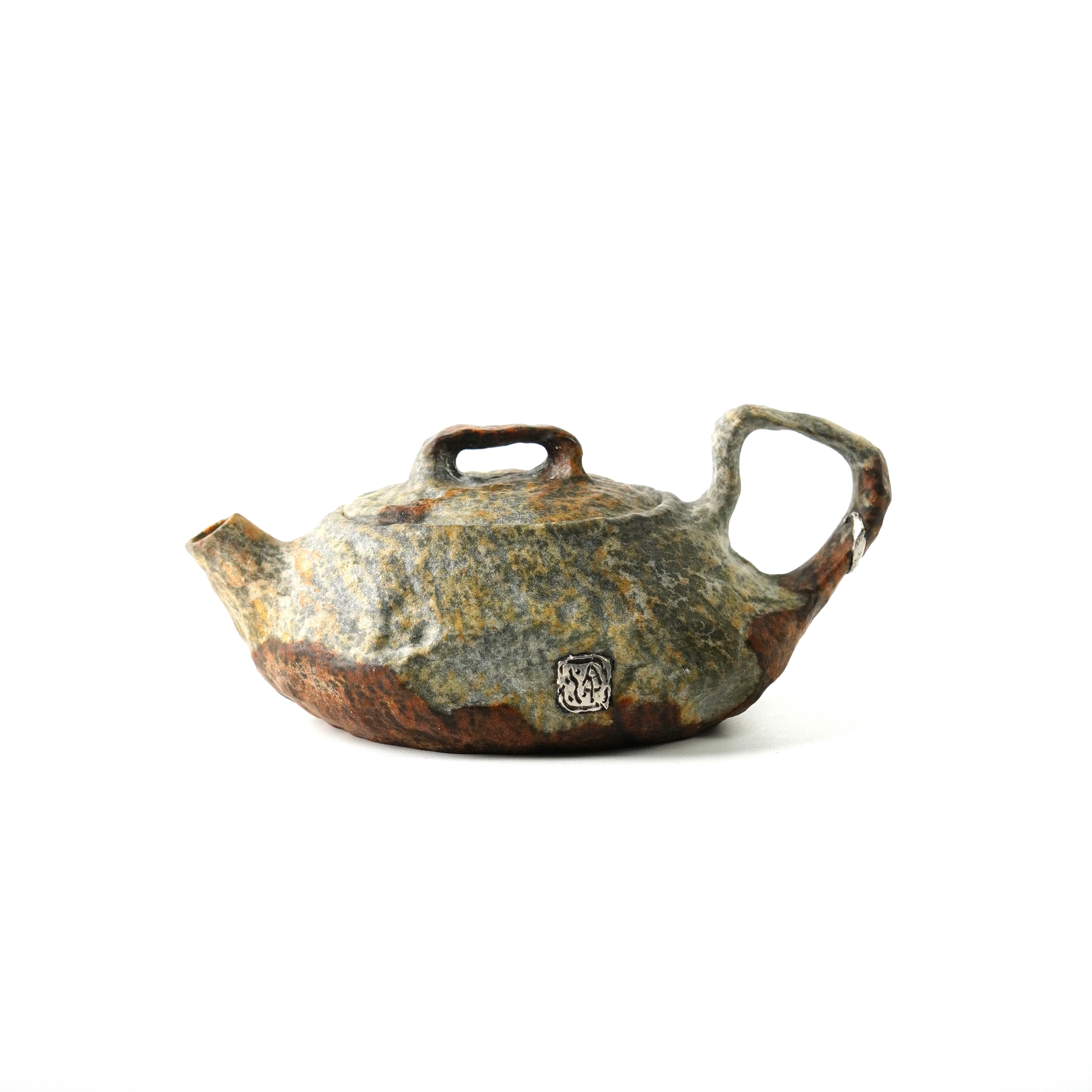 【祥云绕梁】60cc手作银锡嵌石现代侘寂风极简质朴生活茶器