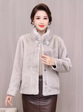 2024新款小个子女士款貂绒外套女短款中老年黄金貂绒加厚皮草长款