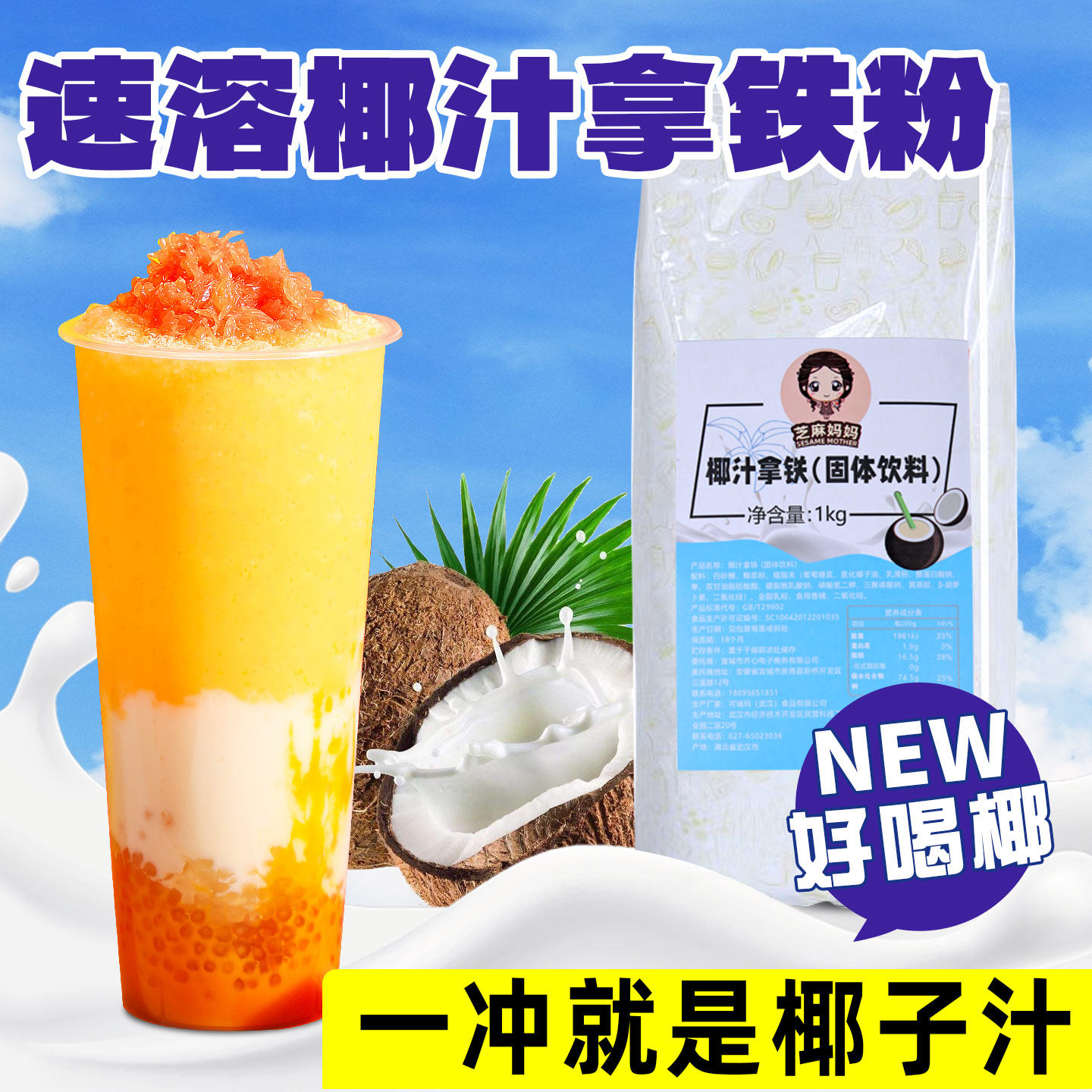 特浓椰奶粉椰汁粉椰子粉椰浆粉 水果捞专用奶商用奶茶店专用1KG