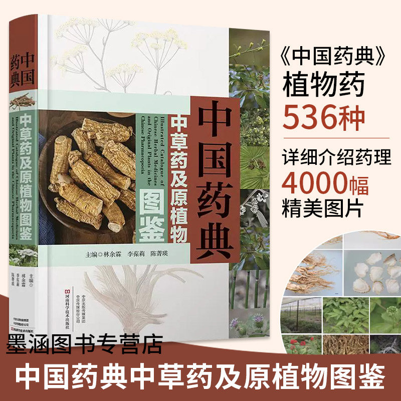 【精装高清彩图】中国药典中草药及原植物图鉴 中草药鉴别应用实用草药大全野外识别手册快速认药图谱精编中草药学草药材入门书籍
