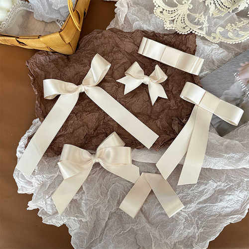 奶油米白色蝴蝶发饰品甜美可爱