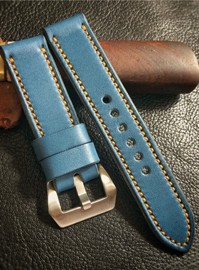 GF手工表带 浅蓝色栎木牛皮手工表带 RAY风格 适用于沛纳海等