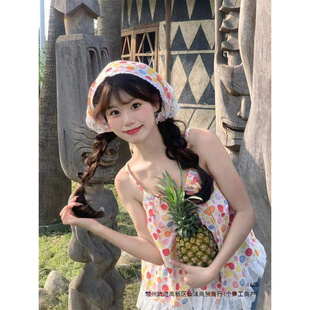 两件套女超可爱蕾丝花边头巾小清新吊带背心2026夏季无袖外穿上衣