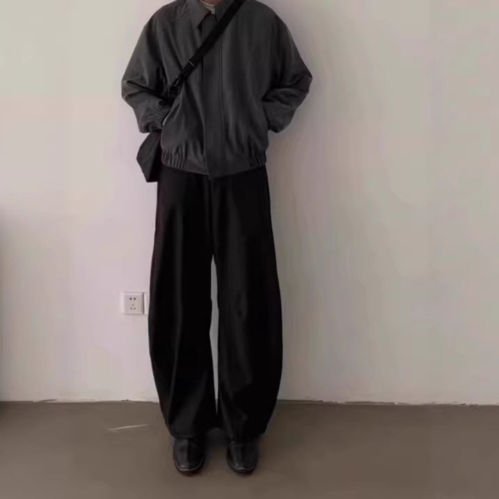 美式高级感弯刀西裤男女同款复古