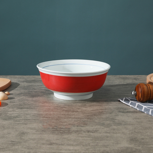 红色餐具陶瓷拉面碗汤粉碗 大号汤碗 耐高温防烫浇头面拌面碗商用