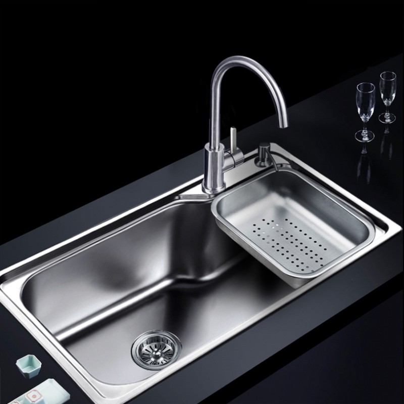 厨房加厚洗碗池含龙头不锈钢水槽
