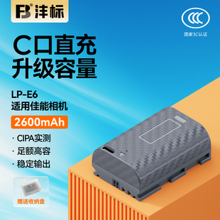 沣标LP 5D3 5D4 70D R7二代 5D2 E6N充电器套装 60D 80D 6D2 7D2 90D E6相机电池26C适用佳能EOS