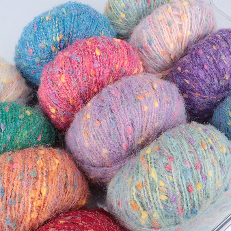 满天星马海毛彩虹糖豆帽子外套diy彩点线多功能用途特色线