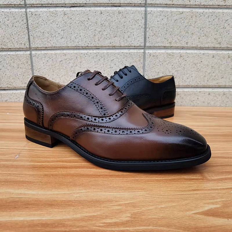 布洛克牛津鞋英伦正装皮鞋男真皮