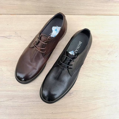 英伦圆头男鞋透气德比皮鞋真皮底