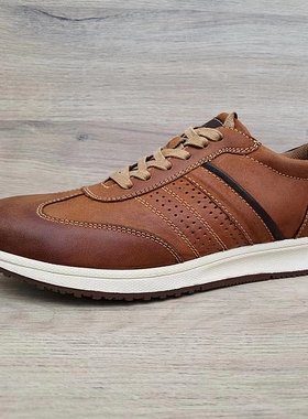 稀缺外贸休闲鞋头层牛皮英伦百搭运动跑鞋系带手工皮鞋男真皮平跟