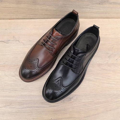 英伦布洛克商务皮鞋男真皮底缝线