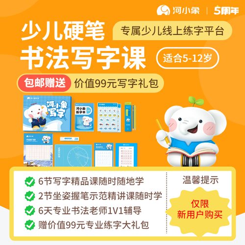 河小象写字课程硬笔练字小学生写字一对一练字一周体验学习礼盒