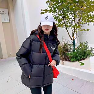 亮世秋黑色棉服女 短款连帽2025年新款冬季情侣男加厚面包羽绒服