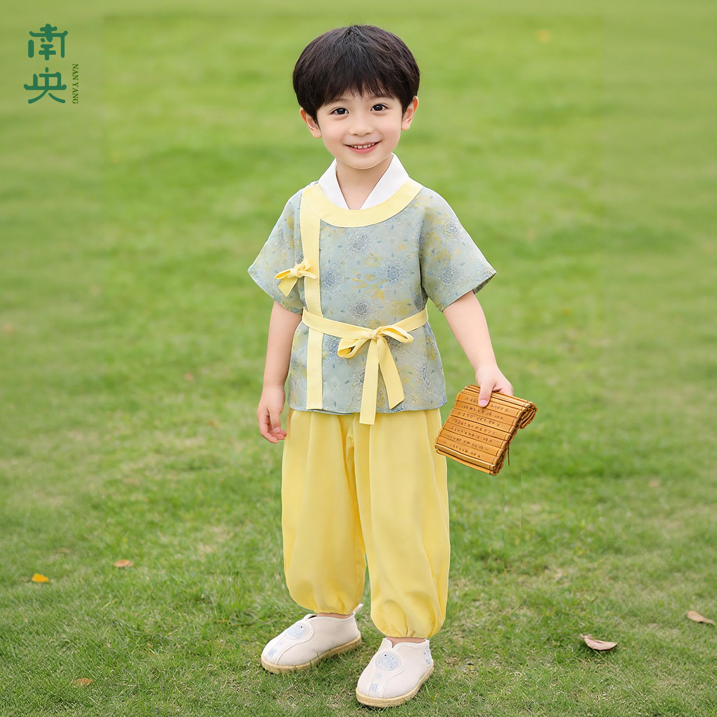 唐制圆领袍儿童汉服男童短袖套装夏季宝宝国风演出服唐装亲子古装