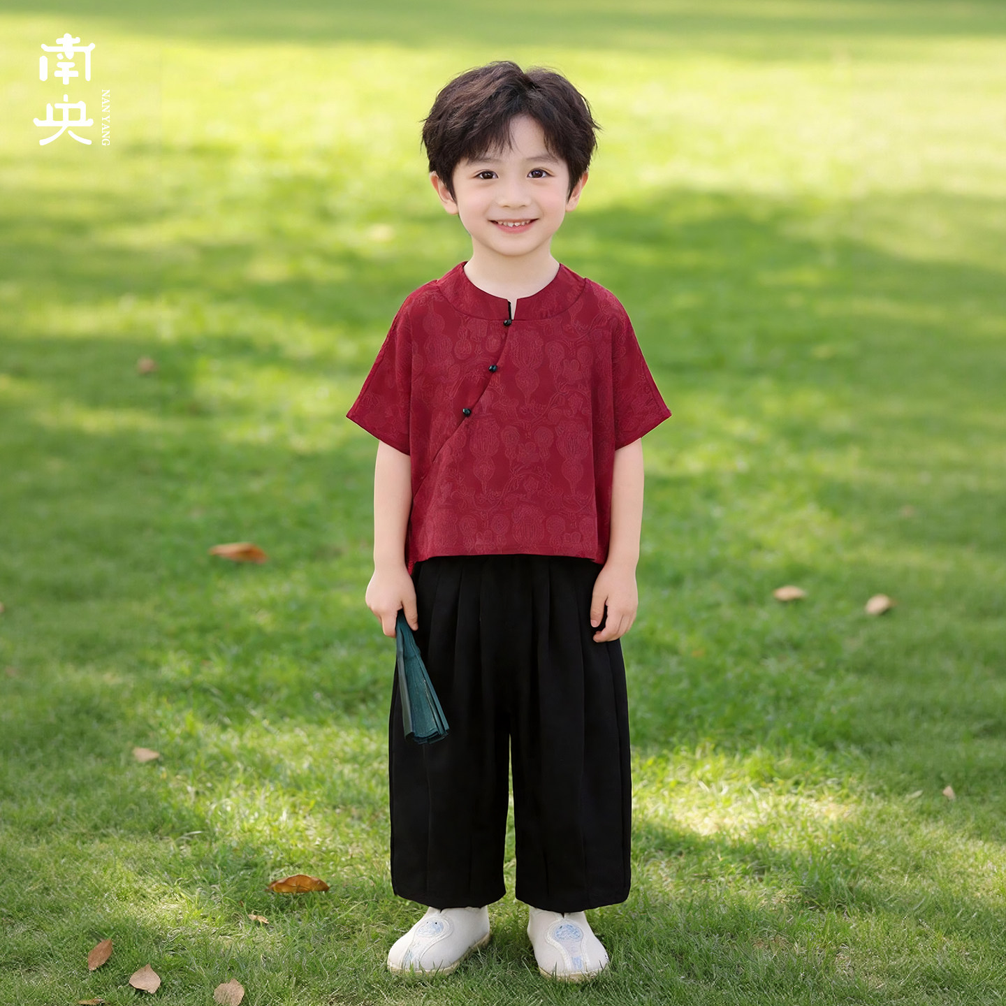 亲子装汉服男童新中式套装短袖长裤夏季儿童唐装幼儿园六一演出服