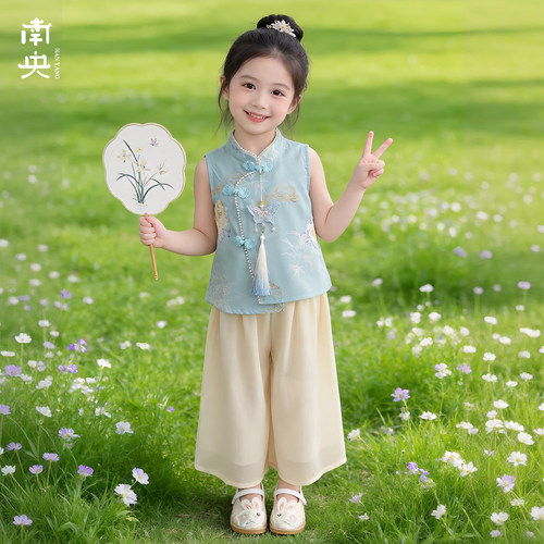 改良国风女童汉服无袖套装2026新款儿童唐装夏季薄款女孩超仙古装