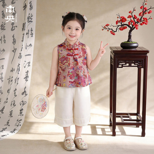 新中式女童汉服套装夏季2026新款国风古装儿童无袖改良唐装两件套