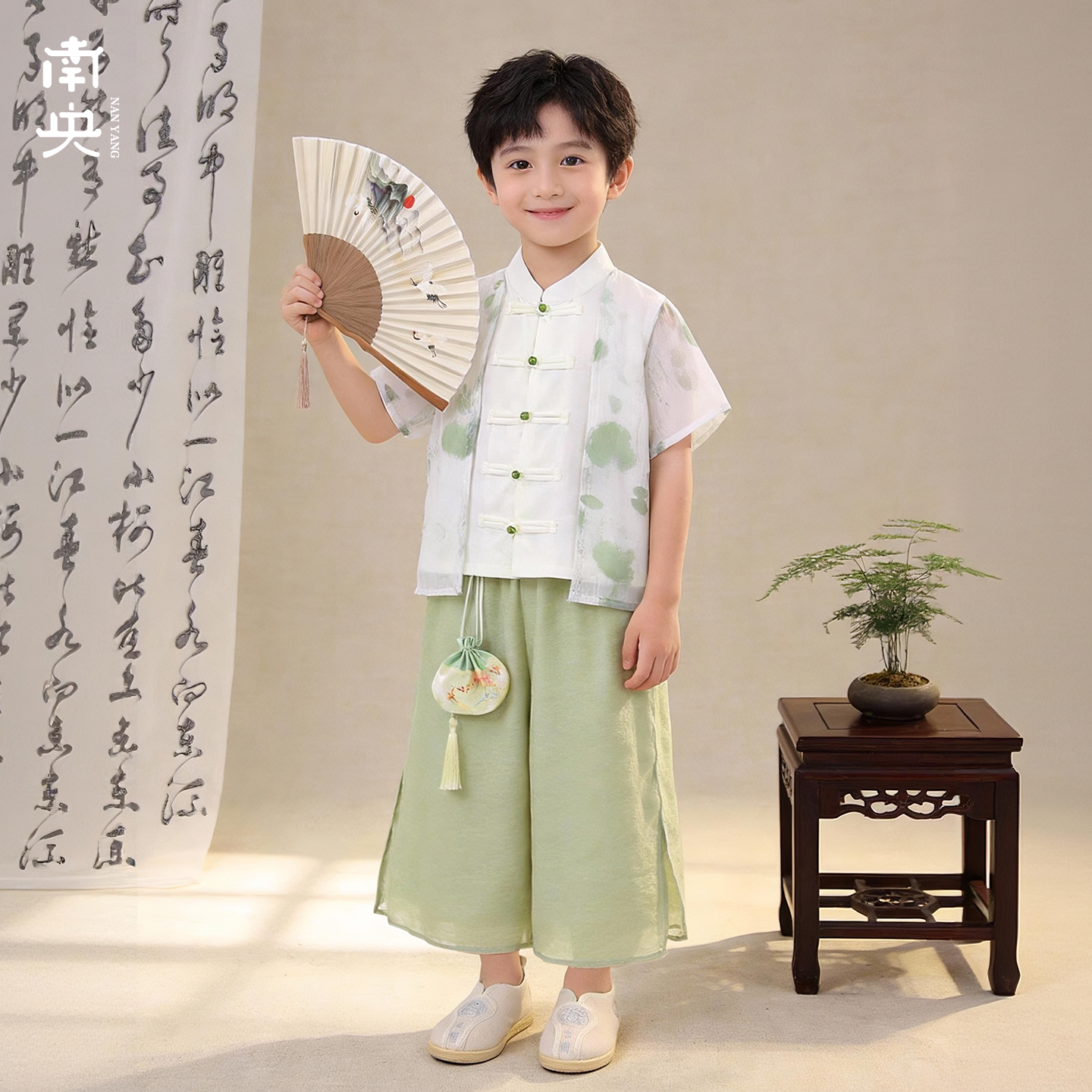 汉服男童短袖套装夏季薄款儿童唐装中国风宝宝新中式高端日常可穿