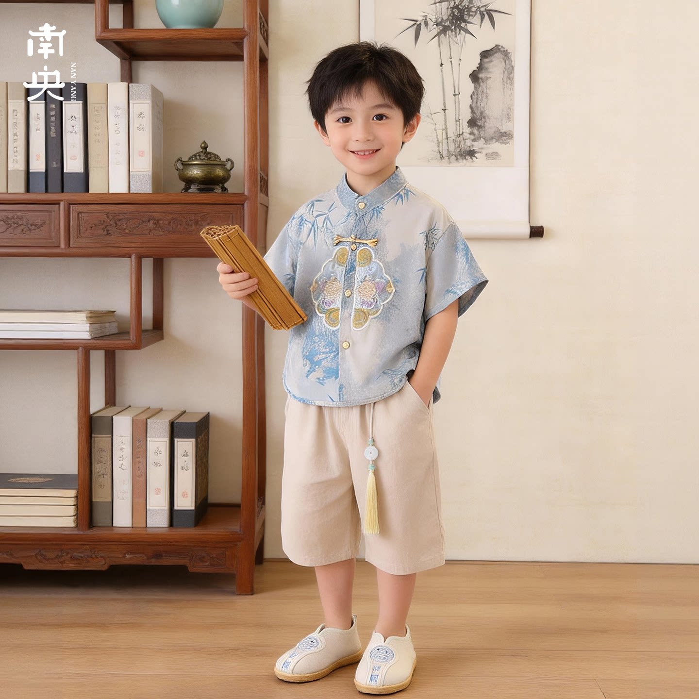 中国风汉服男童短袖套装夏季薄款汉服