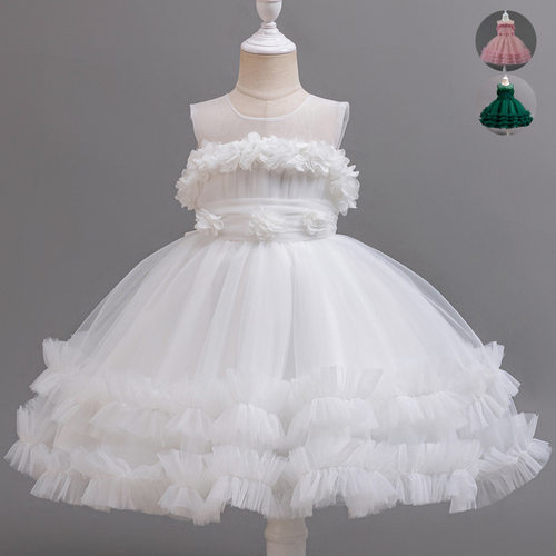 跨境女童公主裙蓬蓬纱蛋糕裙周岁生日晚礼服连衣裙kids dress
