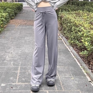 跨境高腰普拉提训练阔腿长裤秋冬宽松运动裤休闲显瘦瑜伽裤