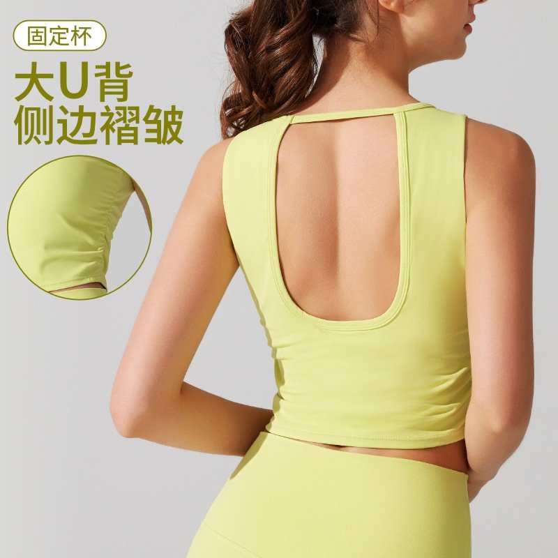 欧美性感露背背心女春夏带胸垫一体杯t恤短袖瑜伽服上衣运动内衣,运动/瑜伽/健身/球迷用品,瑜伽t恤,淘宝优惠券,粉丝福利购,淘宝优惠卷