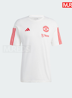 曼联官方正品阿迪达斯adidas球员同款队徽白色训练短袖T恤IA8488